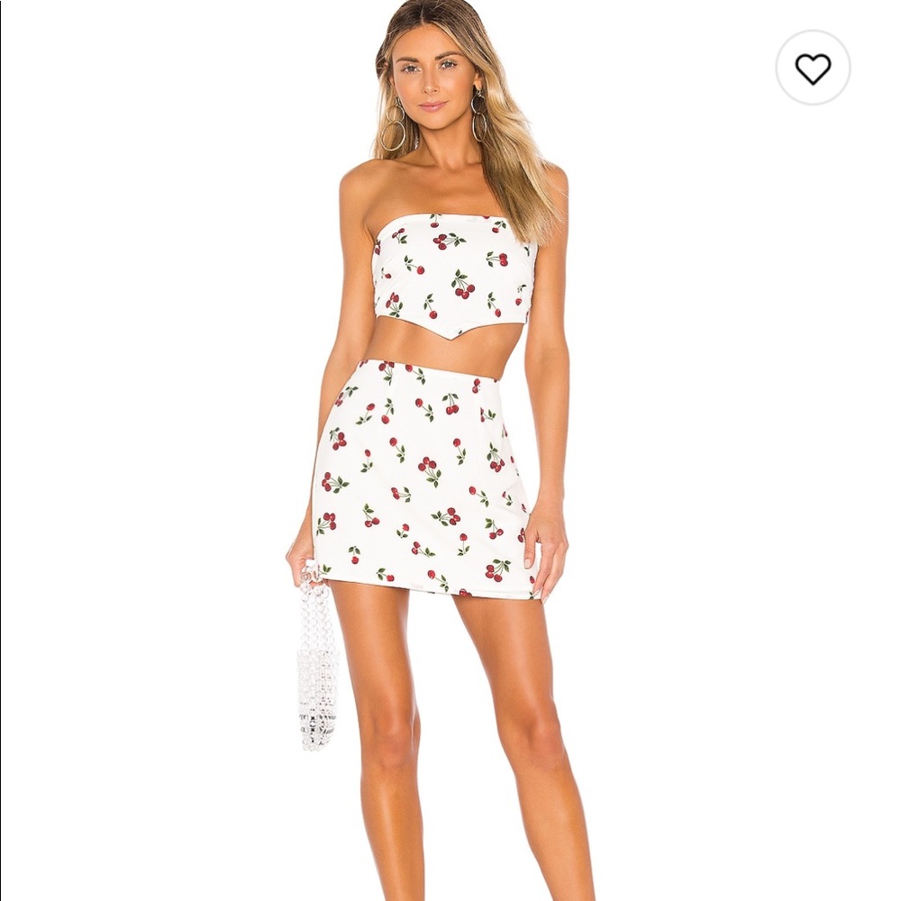 Superdown mini skirt and scarf crop top set